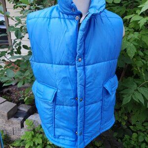 Vintage Equinox Puffer Vest Mens XL Blue Full Zip Snap Front‎ Pockets